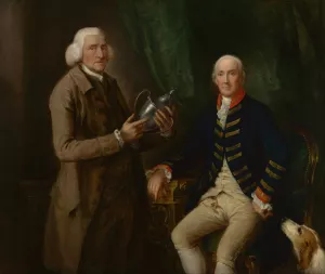Portrait of William Anne Hollis, 4th Earl of Essex, Presenting a Cup to Thomas Clutterbuck of Watford by Thomas Gainsborough Oil Painting