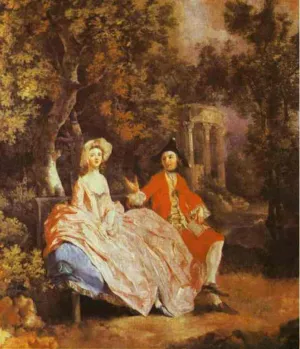 Self-Portrait with His Wife, Margaret probably by Thomas Gainsborough - Oil Painting Reproduction