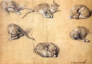 Six Studies of a Cat by Thomas Gainsborough - Oil Painting Reproduction