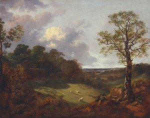 Wooded Landscape with a Cottage and Shepherd by Thomas Gainsborough Oil Painting