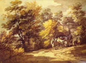 Wooded Landscape with a Waggon in the Shade by Thomas Gainsborough Oil Painting