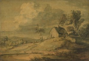 Wooded Landscape with Cottage, Cows and Sheep by Thomas Gainsborough Oil Painting