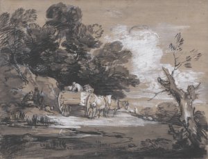 Wooded Landscape with Country Cart and Figures by Thomas Gainsborough Oil Painting