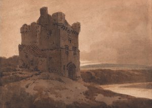 A Border Tower by Thomas Girtin Oil Painting