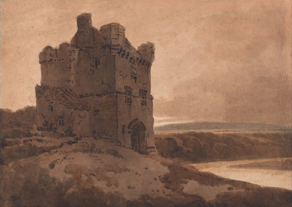 A Border Tower by Thomas Girtin - Hand-Painted Oil Painting Reproduction