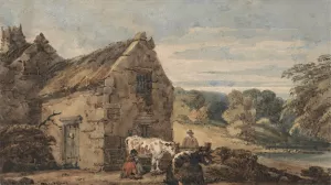 Cottage near Newcastle, Northumberland by Thomas Girtin Oil Painting