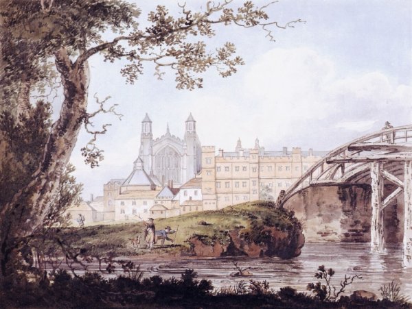 Eton College from Datchet Road by Thomas Girtin - Hand-Painted Oil Painting Reproduction