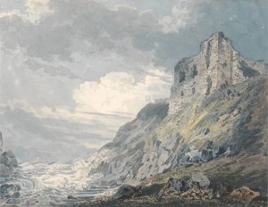 Findlater Castle, Banff by Thomas Girtin Oil Painting
