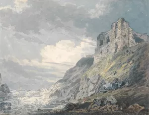 Findlater Castle, Banff by Thomas Girtin Oil Painting