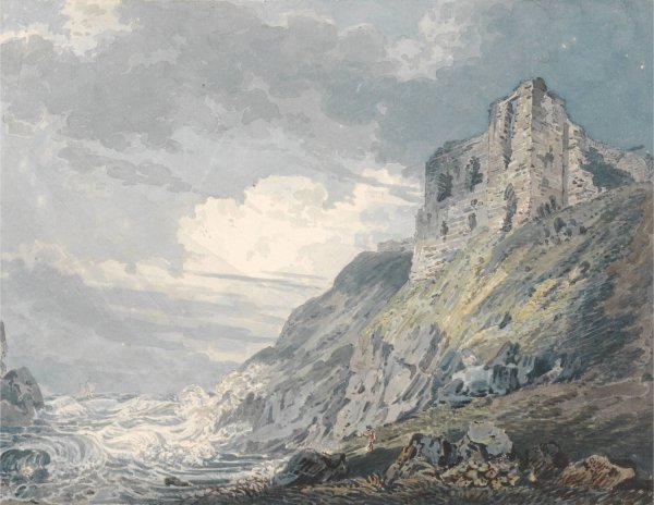 Findlater Castle, Banff  by Thomas Girtin - Hand-Painted Oil Painting Reproduction