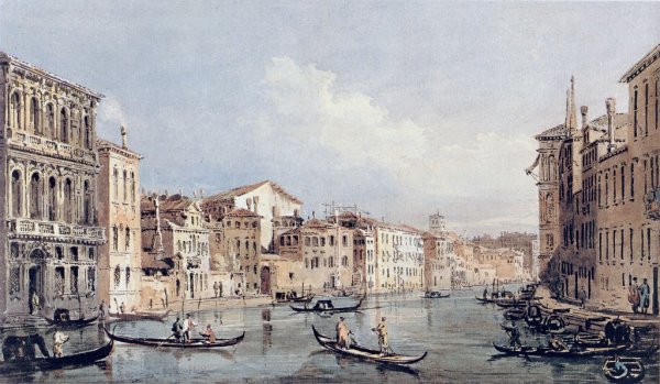 Grand Canal, Venice after Canaletto by Thomas Girtin - Hand-Painted Oil Painting Reproduction