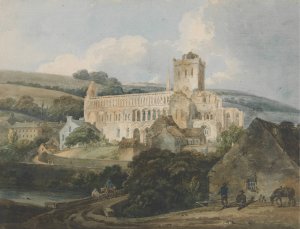 Jedburgh Abbey from the South East by Thomas Girtin Oil Painting