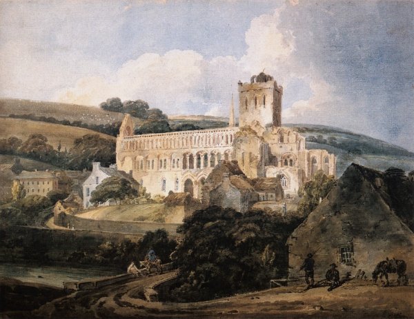 Jedburgh Abbey from the South-East by Thomas Girtin - Hand-Painted Oil Painting Reproduction