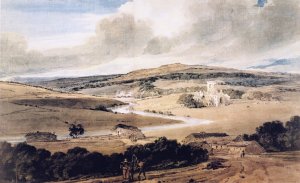 Kirkstall Abbey, Yorkshire, from Kirkstall Hill Oil painting by Thomas Girtin