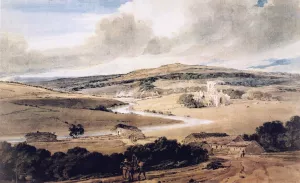 Kirkstall Abbey, Yorkshire, from Kirkstall Hill Oil painting by Thomas Girtin