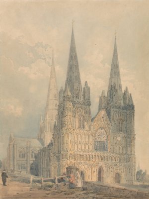 Lichfield Cathedral, Staffordshire by Thomas Girtin Oil Painting