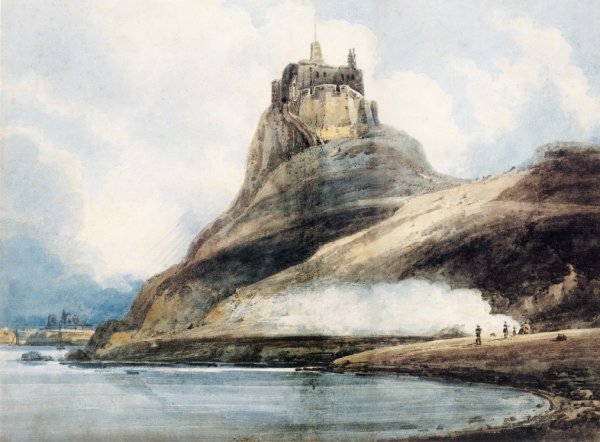 Lindisfarne Castle, Holy Island by Thomas Girtin - Hand-Painted Oil Painting Reproduction