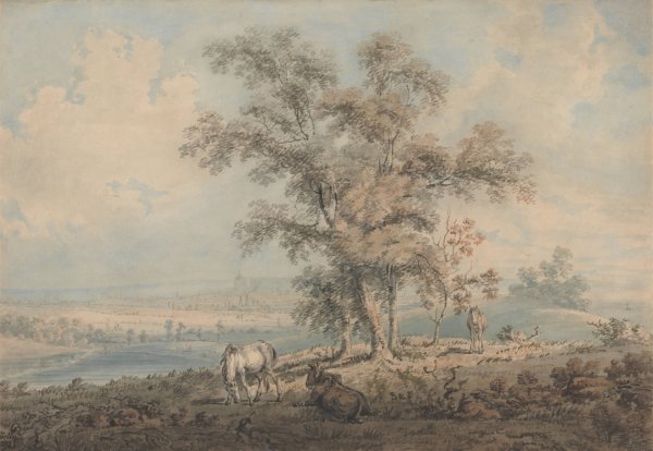 London from Highgate Hill  by Thomas Girtin - Hand-Painted Oil Painting Reproduction