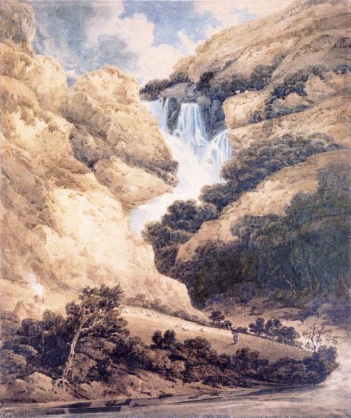 Ogwen Falls, North Wales by Thomas Girtin - Hand-Painted Oil Painting Reproduction