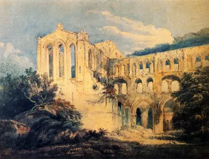 Rievaulx Abbey, Yorkshire Detail by Thomas Girtin - Oil Painting Reproduction