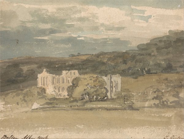Rievaulx Abbey, Yorkshire  by Thomas Girtin - Hand-Painted Oil Painting Reproduction