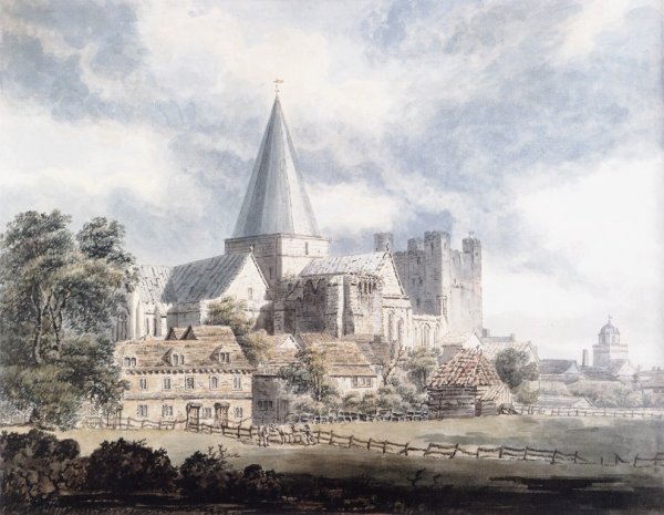 Main Product Photo of Rochester Cathedral and Castle, from the North-East Painting by Thomas Girtin