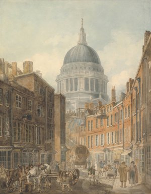 St. Paul's Cathedral from St. Martin's-le-Grand by Thomas Girtin Oil Painting