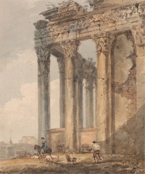 Tempio d'Antonio e Faustina by Thomas Girtin Oil Painting