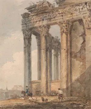 Tempio d'Antonio e Faustina by Thomas Girtin Oil Painting