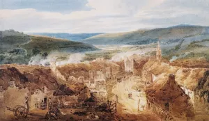 The Village of Jedburgh, Roxburghshire by Thomas Girtin - Oil Painting Reproduction