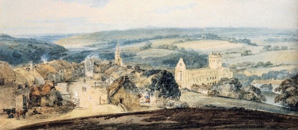 The Village of Jedburgh, Scotland by Thomas Girtin - Hand-Painted Oil Painting Reproduction