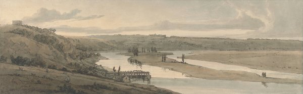 The Waterworks at Marly and St. Germain-en-Laye Seen in the Distance  by Thomas Girtin - Hand-Painted Oil Painting Reproduction