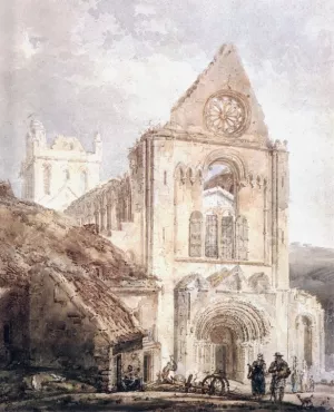 The West Front of Jedburgh Abbey, Scotland by Thomas Girtin - Oil Painting Reproduction