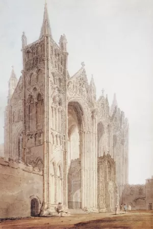 The West Front of Peterborough Cathedral by Thomas Girtin - Oil Painting Reproduction