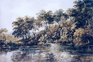 Trees and Pond Near Bromley, Kent by Thomas Girtin - Oil Painting Reproduction