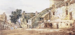 Village Scene in France by Thomas Girtin Oil Painting