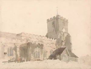 Writtle Church, Essex Oil painting by Thomas Girtin