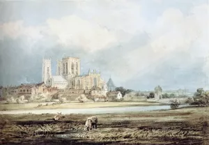 York Minster from the South-East, with Layerthorpe Bridge by Thomas Girtin - Oil Painting Reproduction