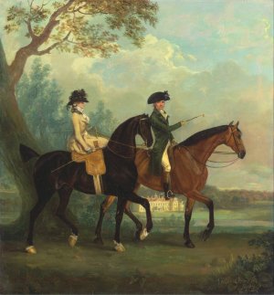 Marcia Pitt and Her Brother George Pitt, Later 2nd Baron Rivers, Riding in the Park at Stratfield by Thomas Gooch Oil Painting