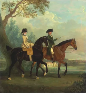 Marcia Pitt and Her Brother George Pitt, Later 2nd Baron Rivers, Riding in the Park at Stratfield by Thomas Gooch Oil Painting