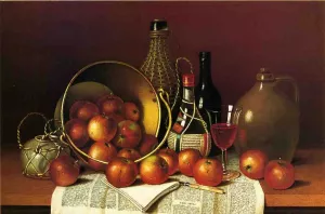 Still Liife with Wine and Apples by Thomas H. Hope - Oil Painting Reproduction
