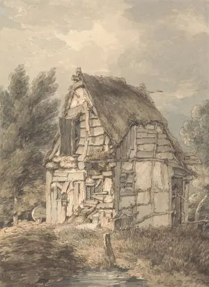 Half Timbered and Thatched Shack by Thomas Hearne Oil Painting