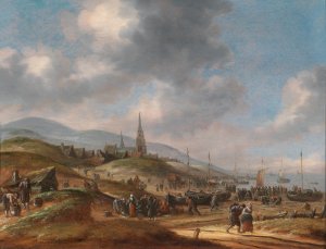 Ansicht des Strandes bei Scheveling by Thomas Heeremans Oil Painting