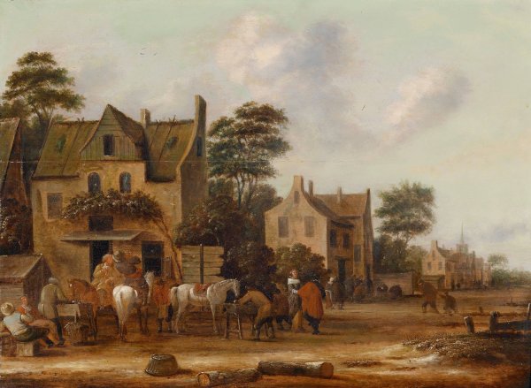 Dorfstrase  by Thomas Heeremans - Hand-Painted Oil Painting Reproduction