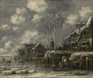 Winter Scene by Thomas Heeremans Oil Painting