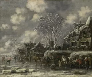 Winter Scene by Thomas Heeremans Oil Painting