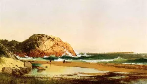 Eagle Rock, Manchester Beach, Massachusetts after Kensett by Thomas Hicks Oil Painting