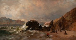 A View of Fort Point from Baker Beach, San Francisco by Thomas Hill Oil Painting