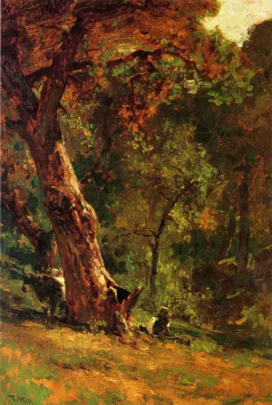 Chinese Man Tending Cattle by Thomas Hill Oil Painting