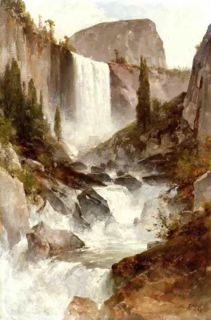 Falls in Yosemite by Thomas Hill - Oil Painting Reproduction
